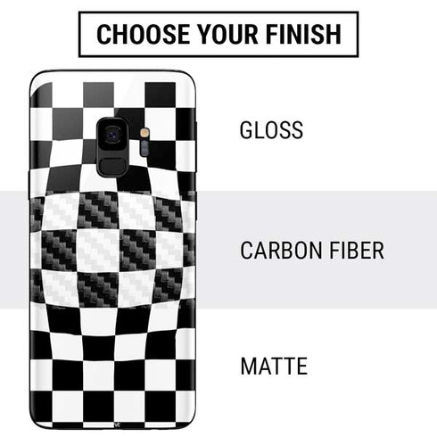 Black and White Zoomed Checkerboard Galaxy S9 Skin